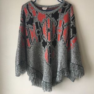 Tribal Print Sweater Poncho
